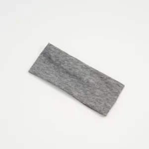 Fascia per capelli grigia larga in maglia, fascia elastica tinta unita per sport e yoga.
