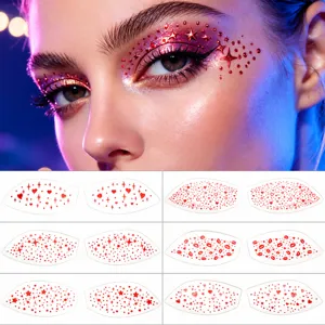 Waterproof Rose Red Metallic Eye Shadow Tattoo Stickers Glitter Star Heart Butterfly Temporary Face Patches For Women Party Makeup Cosmetics