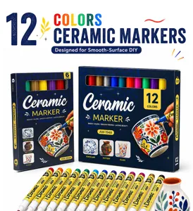 12 Χρωμάτων Μαρκαδόροι Κεραμικής DIY Στυλό Ζωγραφικής για Πορσελάνη Γυαλί Τέχνη