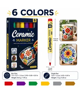 Σετ 6 τεμαχίων μαρκαδόροι κεραμικής DIY πορσελάνη γυαλί γκράφιτι ζωγραφική τέχνης εργαλεία