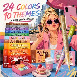 Professional Acrylic Brush Markers Set Soft Tip Waterproof Paint Pens For Rock Painting Glass Wood Ceramic Canvas DIY Art Supplies