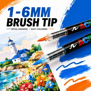 Liquid acrylic markers with 1-6mm soft brush tips for art painting, coloring and graffiti design.