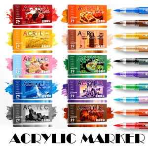 Acrylic paint marker pens set 24 vibrant colors dual soft tip art markers for rock painting.