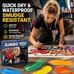 15mm Jumbo Acrylic Paint Markers 12 Colors Quick Dry Waterproof Graffiti Art Pens Set