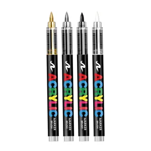 Direct liquid acrylic markers set 4pcs gold silver black white art painting pens soft tip
