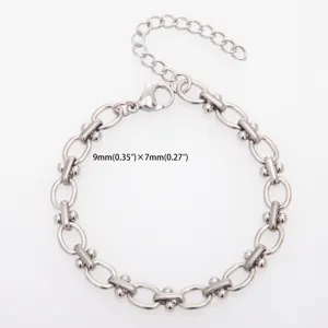Stainless steel link bracelet for women men, durable metal chain jewelry accessory.