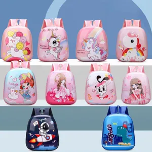 Kids Cartoon PU Leather Waterproof School Backpack Cute Unicorn Dinosaur Casual Travel Bookbag For Boys Girls