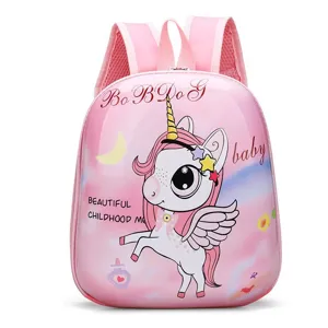 Pink unicorn hard shell kids backpack for kindergarten boys and girls cute school bag.