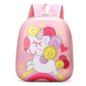 Pink cute unicorn hard shell kids backpack for kindergarten boys and girls daily school use