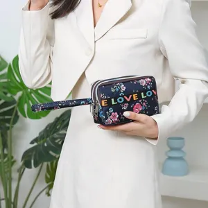 Floral Oxford cloth multi-layer zipper clutch wallet for women stylish daily use bag
