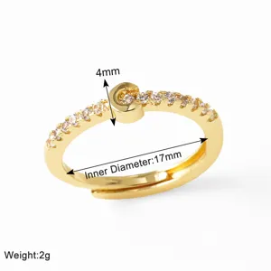 Gold-plated pave crystal letter C adjustable ring fashion elegant finger jewelry chic design