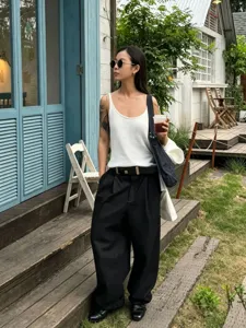 Débardeur en tricot blanc décontracté pour femme mélange coton lin respirant haut d'été