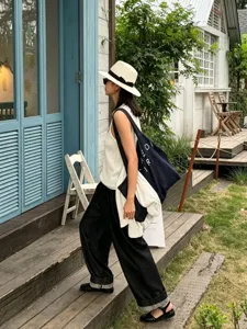 Femme Débardeur Tricoté Encolure Carrée Été Coton Lin Respirant Gilet Haut Mode