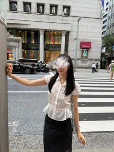 Korean style doll short sleeve white blouse with Peter Pan collar and cute lace tie detail.