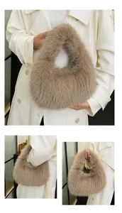 Borsa a mano in pelliccia sintetica peluche donna autunno inverno moda soffice borsa hobo
