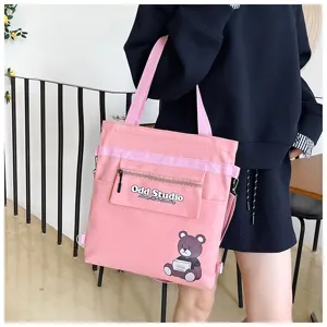 Rosa Segeltuch Tasche Mehrzweck Schulter Umhängetasche Rucksack Großes Kapazität College