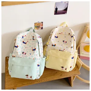 Cute ins style student school bag casual canvas backpack for teenage girls daily commuting.