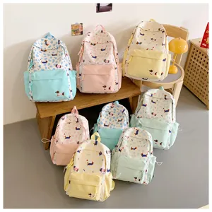 Cute ins style student school backpack with lovely dog print, multi-color casual casual bag.