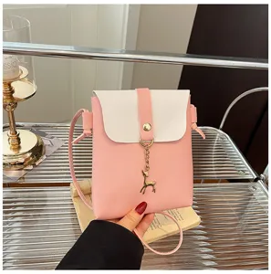 Mini pink white crossbody phone bag stylish women shoulder bag cute deer pendant purse