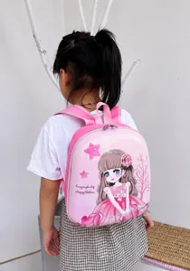 Cute pink hard shell children school backpack with princess cartoon pattern for daily use