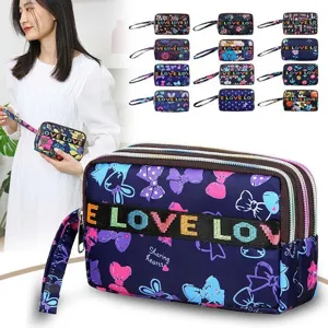 Women Oxford Cloth Large Capacity Zipper Wallet Fashion Long Clutch Bag Mobile Phone Coin Purse