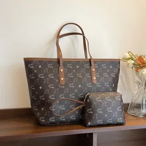 Retro women tote bag large capacity shoulder bag commuter bag stylish vintage handbag set