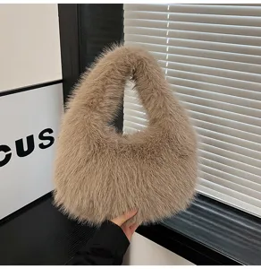 Donna inverno soffice peluche borsa elegante fuzzy gnoccho borsa morbida borsa a spalla