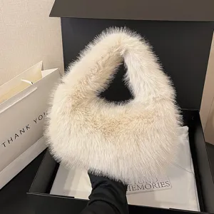 Borsa a mano soffice in peluche da donna autunno inverno tendenza chic borsa a tracolla nuova
