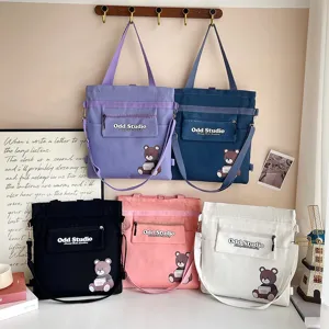 Damen Canvas Rucksack Umhängetasche Große Kapazität College Stil Bedruckt Lässig Daypack Mehrzweck Tasche