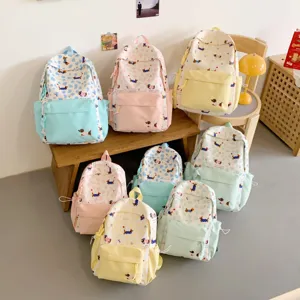 Ins Style Oxford Cloth School Backpack For Teenage Girls Cute Puppy Print Casual Large Capacity Bookbag