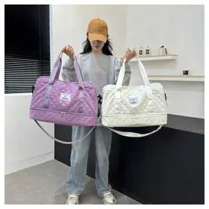 Large capacity travel duffel bag with wet dry separation gym yoga fitness carry on shoulder bag