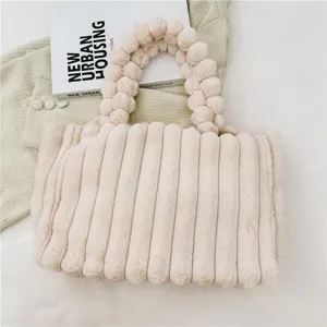 Chic winter plush tote bag, soft faux fur shoulder handbag, large capacity casual daily bag