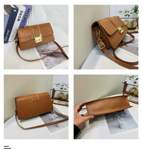 Borsa a tracolla elegante da donna con motivo coccodrillo borsa in pelle PU casual