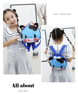 Süßer Cartoon Kuh Hartschale Kinder Rucksack für Jungen und Mädchen in blau super.