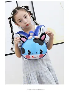 Süßer Cartoon Kuh Eierschale Rucksack für Kinder, blaue Kleinkinder Schultasche mit Tier Design.