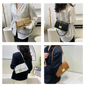 Elegante borsa a tracolla da donna con motivo coccodrillo pelle PU catena borsa quadrata