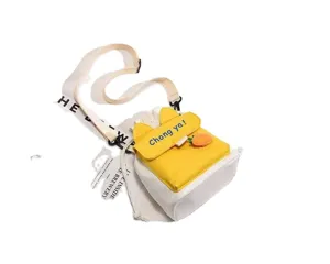 Lindo bolso bandolera de lona para mujer, bolso de hombro amarillo y blanco japonés.