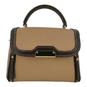 Women contrast color handbag stylish shoulder bag chic leather crossbody bag top handle