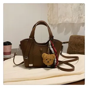 Autumn winter large capacity shoulder crossbody tote bag women stylish commuting bag with bear