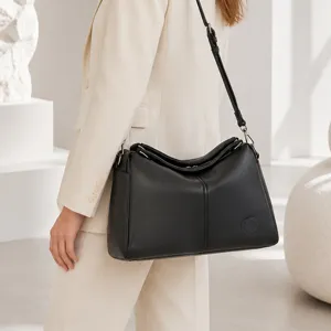 Women's genuine leather boston shoulder bag casual stylish crossbody handbag for autumn