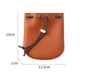Monedero de cuero genuino bolso con cordón retro vintage pequeña bolsa de almacenamiento hombre
