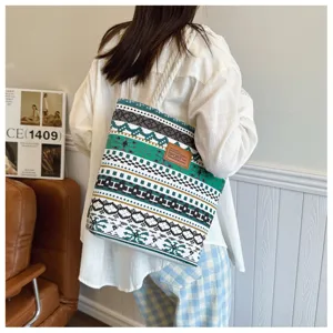 Canvas tote bag for women large capacity shoulder bag casual printed handbag daily travel shopping bag