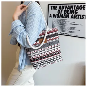 Canvas tote bag for women, printed casual shoulder bag, lightweight daily handbag, stylish.