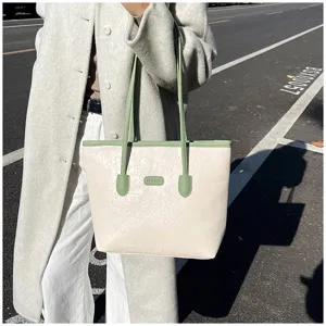 Large capacity women tote bag autumn winter stylish embossed casual shoulder bag commuting
