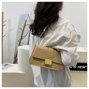 Borsa a tracolla casual da donna, elegante borsa quadrata con motivo coccodrillo alla moda