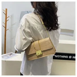 Chic Borsa a Tracolla Donna Motivo Coccodrillo Pelle PU Casual Borsa Squadrata Moda