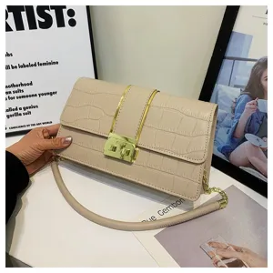 Chic minimalista borsa a tracolla da donna in tinta unita con dettagli in pietra unici.