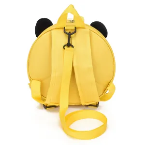 Zaino per bambini giallo carino con guinzaglio anti-smarrimento e design con orecchie.