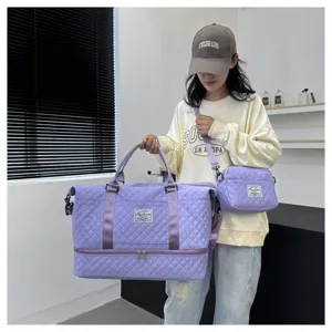 Große Reistasche 2er Set, leichte gesteppte Weekender Tasche für Damen Reisen und Alltag.