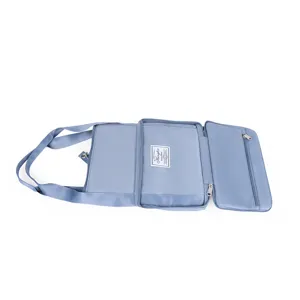Foldable travel gym bag detail view, showing large capacity and multi-compartment design clearly.